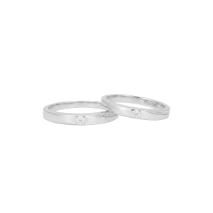 Nhẫn Cưới Vàng 610 Xi Trắng Đính Đá