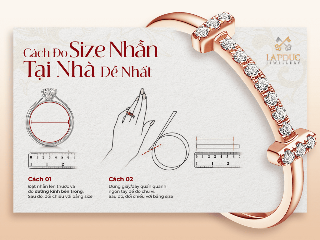 Cách Đo Size Nhẫn Tại Nhà Chuẩn Nhất - Bảng Size Chi Tiết 2 cách đo size nhẫn