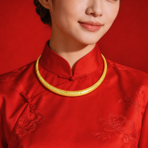 Kiềng Cưới Vàng 980 Chạm Hoa 2C K011532