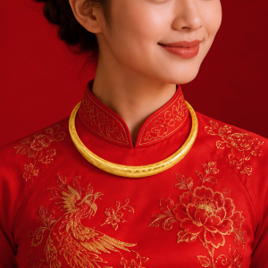 Kiềng Vàng 980 Chạm Hoa 2C K012251
