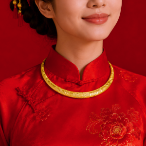 Kiềng Cưới Vàng 980 Chạm Hoa 1C K012427