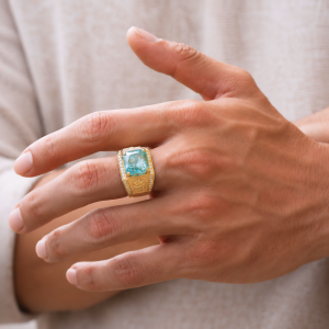 nhẫn nam v&agrave;ng 18K