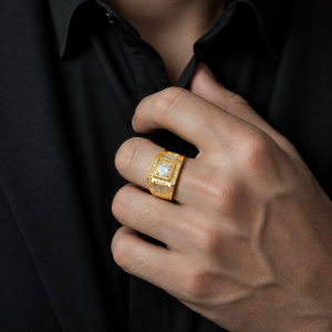 nhẫn nam v&agrave;ng 18K