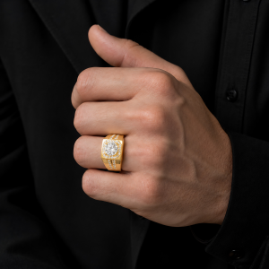 nhẫn nam v&agrave;ng 18K